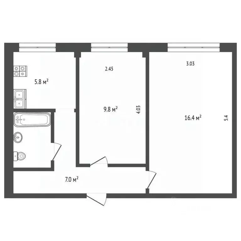 2-к кв. Архангельская область, Архангельск Советская ул., 15к1 (42.3 ... - Фото 1