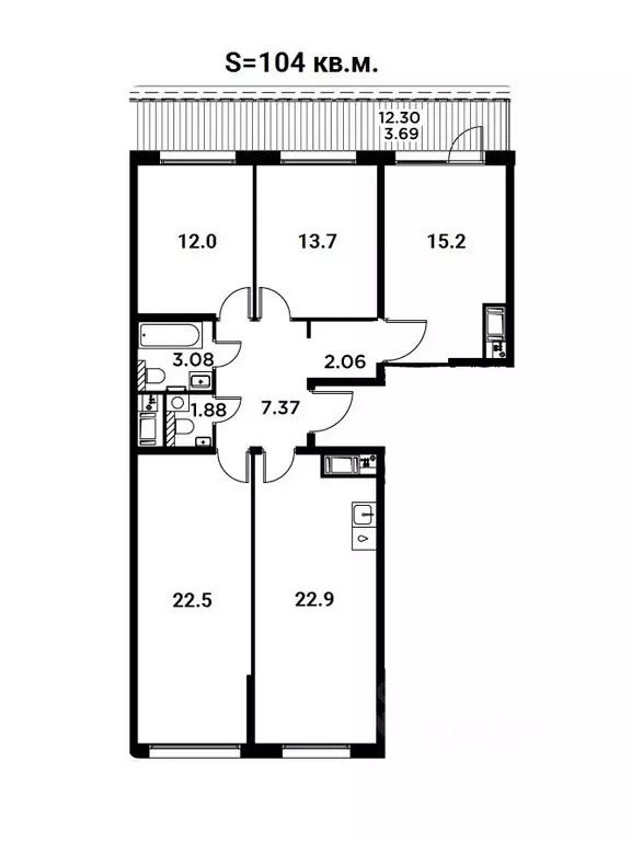 4-к кв. Санкт-Петербург просп. Энергетиков, 2к1 (104.0 м) - Фото 2
