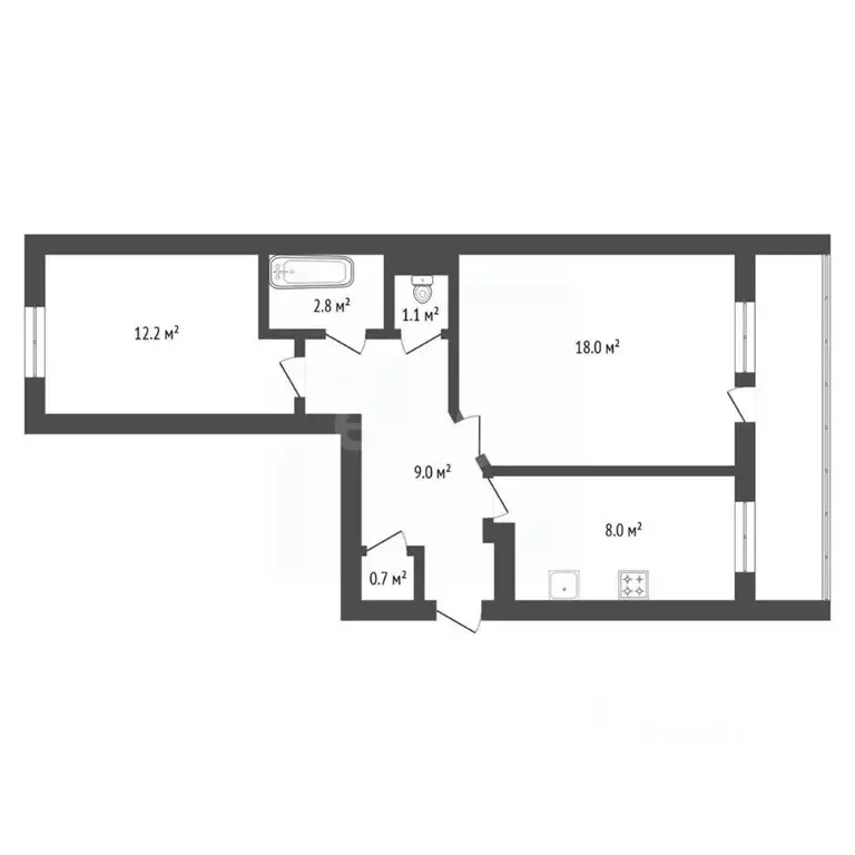 2-к кв. Амурская область, Бурейский муниципальный округ, Новобурейский ... - Фото 2