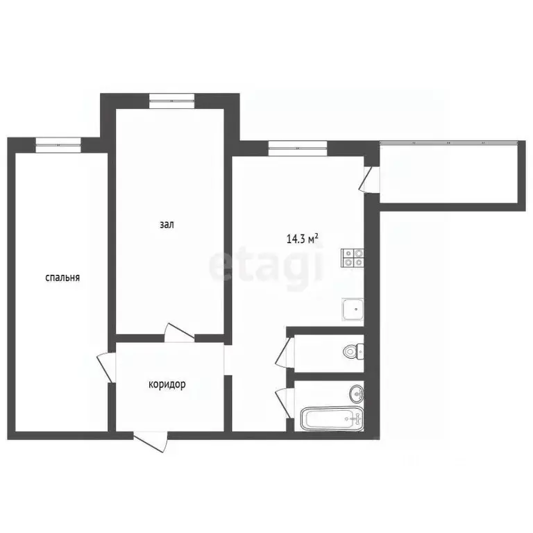2-к кв. Белгородская область, Шебекино ул. Ленина, 97А (73.2 м) - Фото 2