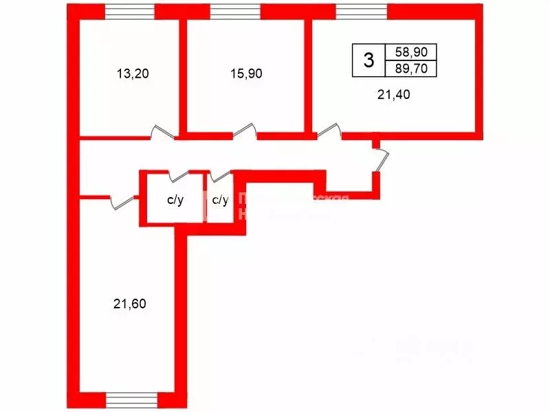 3-к кв. Ленинградская область, Тосненский район, Федоровское городское ... - Фото 2