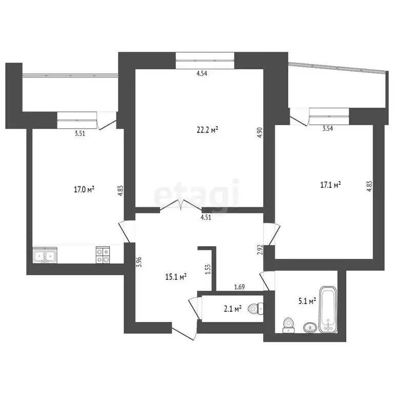 2-комнатная квартира: Тюмень, улица Грибоедова, 13 (82.2 м) - Фото 1