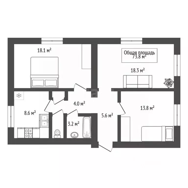 Комната Новосибирская область, Новосибирск ул. Халтурина, 33 (13.8 м) - Фото 2