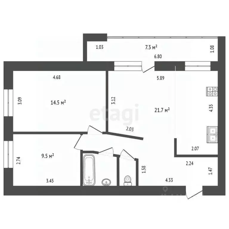 2-к кв. Тюменская область, Тюмень 6-й мкр, ул. Валерии Гнаровской, 7 ... - Фото 1
