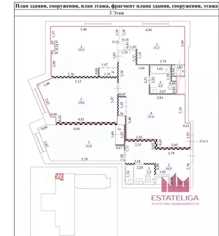 3-к кв. Москва Большой Строченовский пер., 9 (84.8 м) - Фото 2