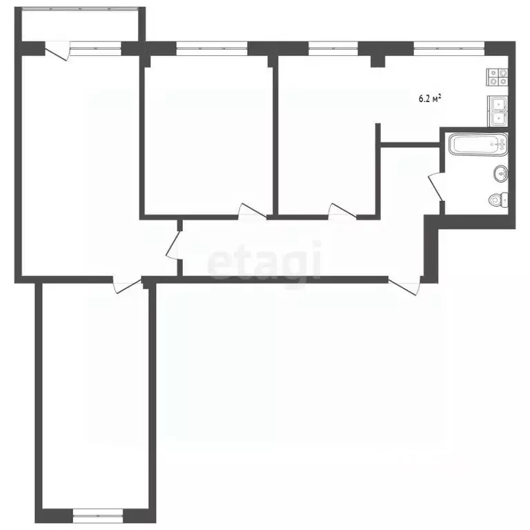 4-к кв. Архангельская область, Архангельск Первых Пятилеток мкр, ул. ... - Фото 2