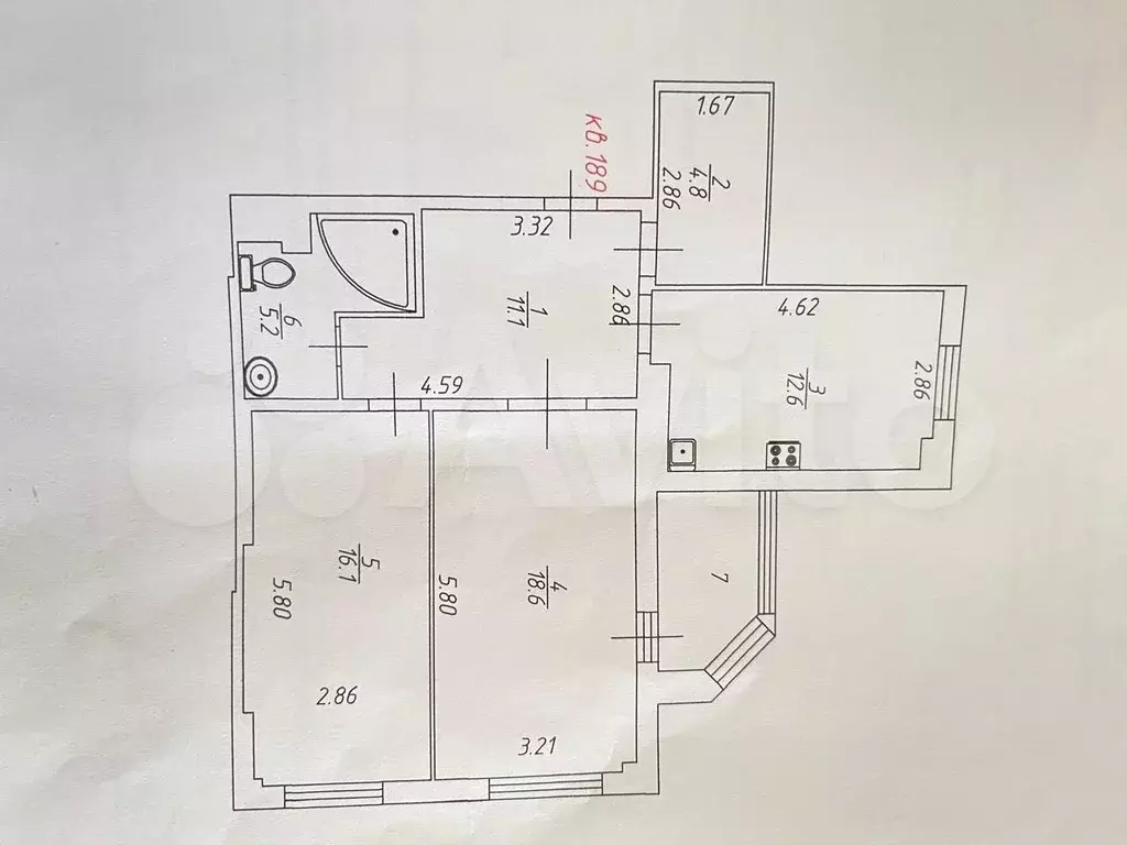2-к. квартира, 69,3 м, 7/12 эт. - Фото 0