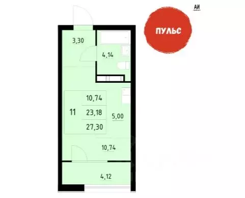 Студия Архангельская область, Архангельск Первомайская ул., 5 (27.3 м) - Фото 0