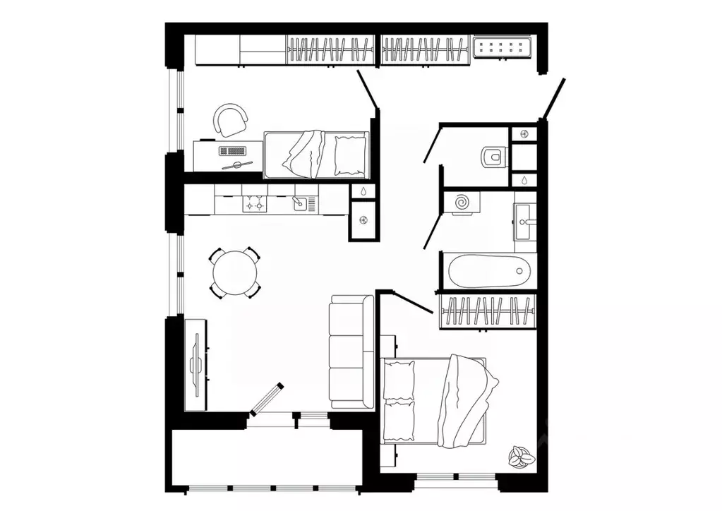 2-к кв. Тульская область, Тула ул. Седова, 26к3 (59.6 м) - Фото 1