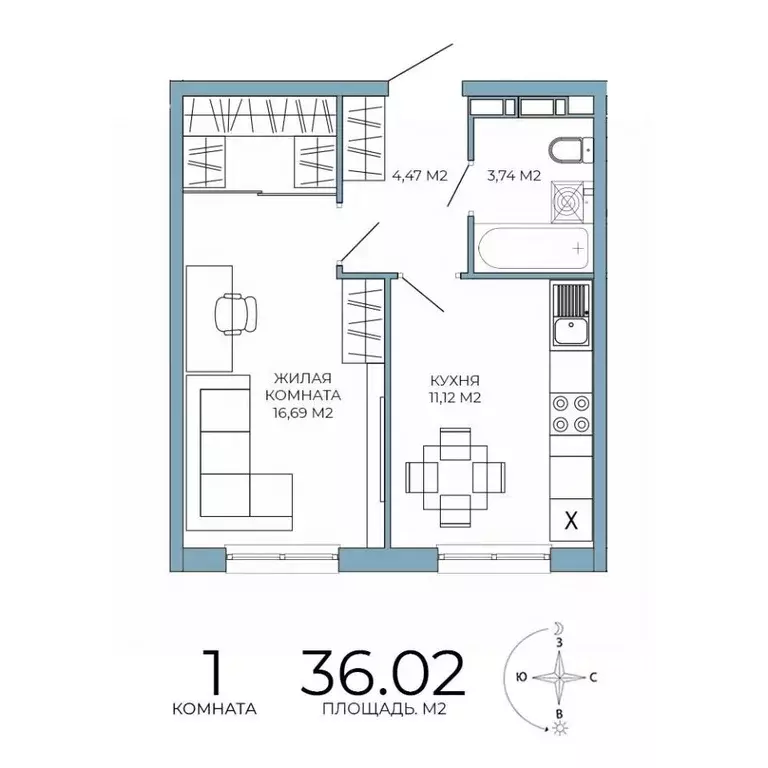 1-к кв. Пензенская область, Пенза Лугометрия жилой комплекс (36.02 м) - Фото 1