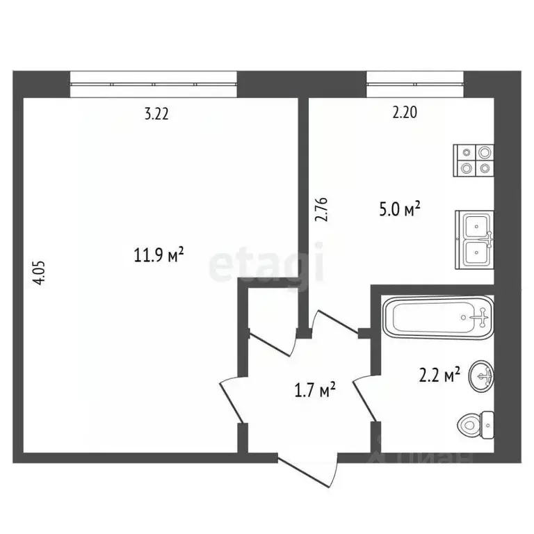1-к кв. Хабаровский край, Хабаровск Иртышский проезд, 11 (21.2 м) - Фото 2