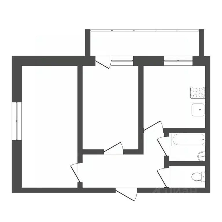 2-к кв. Тюменская область, Тюмень Заречный проезд, 14 (53.6 м) - Фото 2