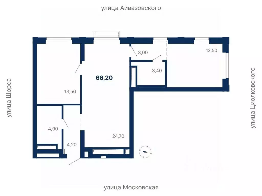 2-к кв. Свердловская область, Екатеринбург ул. Московская, 247А (66.2 ... - Фото 1