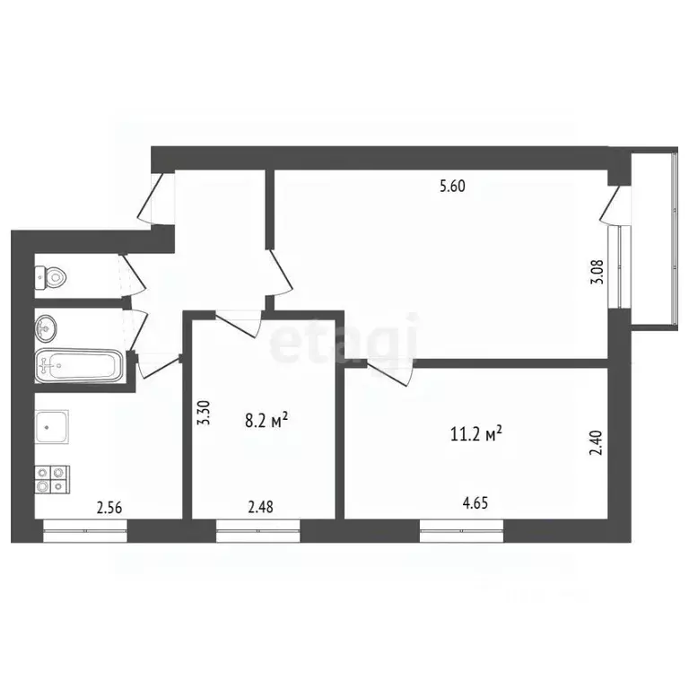 3-к кв. Белгородская область, Белгород Михайловское ш., 32а (51.0 м) - Фото 2