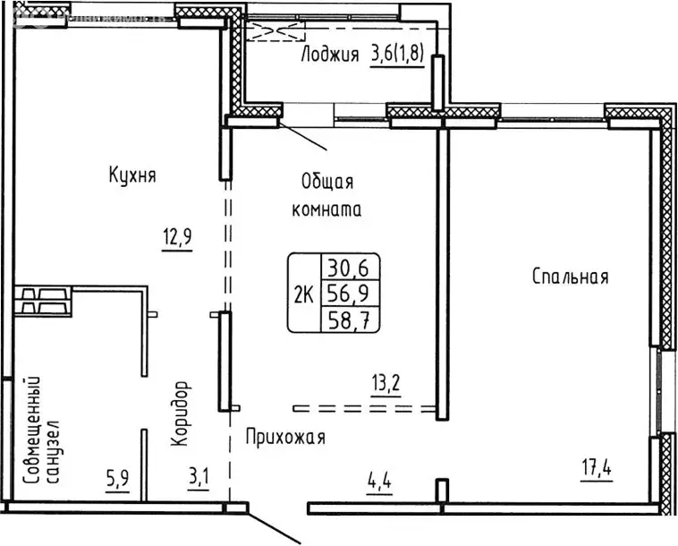 2-комнатная квартира: Новосибирск, Ленинский район (59 м) - Фото 0