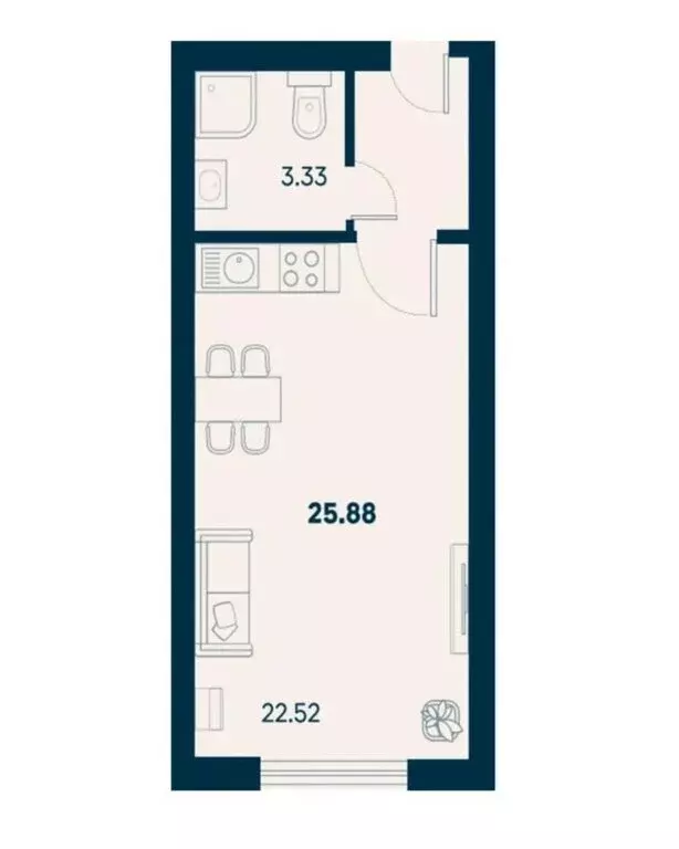 1-комнатная квартира: Заозёрное, улица Аллея Дружбы, 11А (25.88 м) - Фото 1