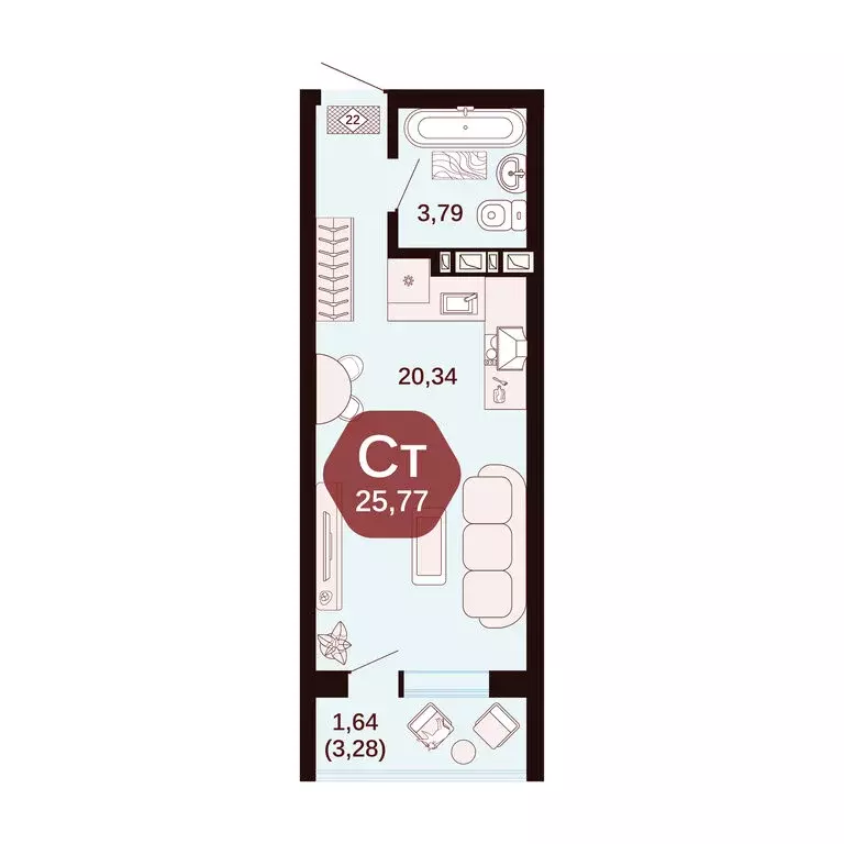 Квартира-студия: Ростовская область, Аксай (25.77 м) - Фото 1