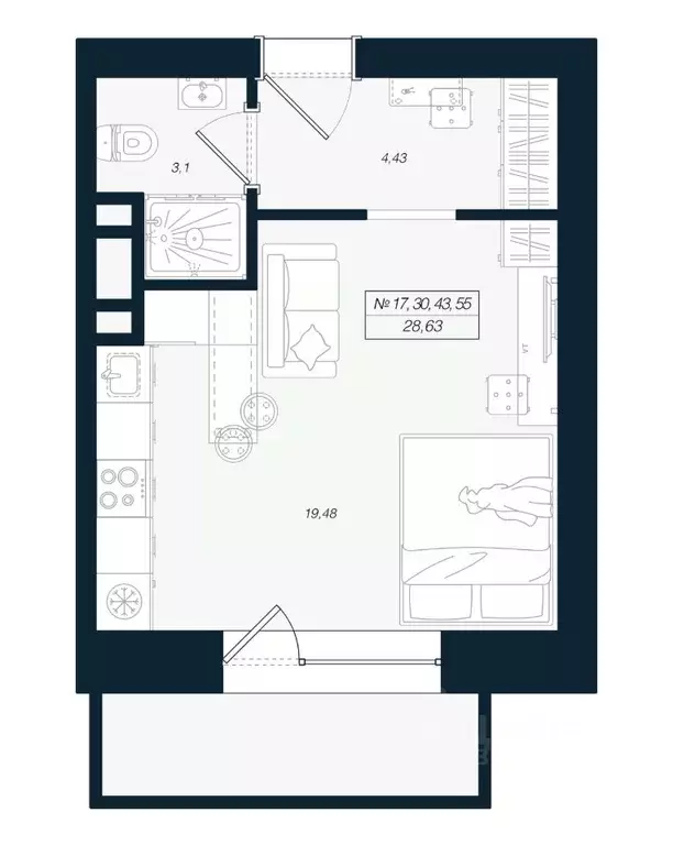 Студия Ленинградская область, Выборгский район, Рощино пгт ул. ... - Фото 1