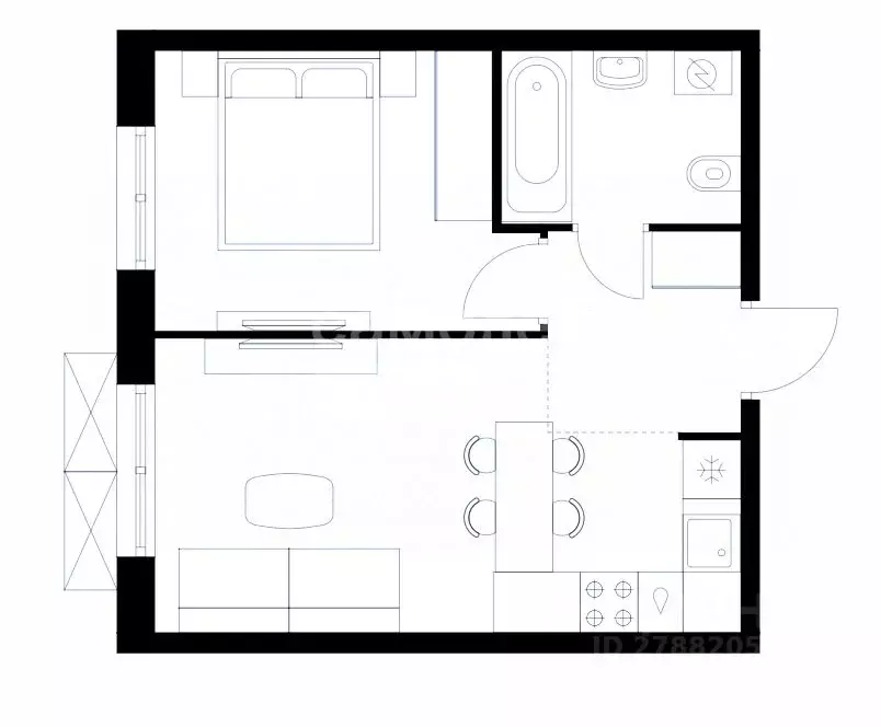 1-к кв. Свердловская область, Екатеринбург ул. Хуторская, 1/2 (40.5 м) - Фото 2