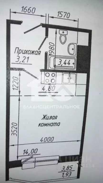 Студия Новосибирская область, Новосибирск Рябиновая ул., 10/1 (25.4 м) - Фото 1