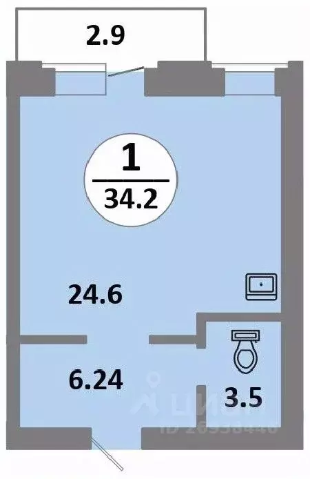 Студия Красноярский край, Красноярск Соколовская ул., 52 (34.2 м) - Фото 0