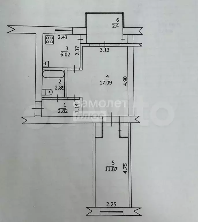 2-к. квартира, 42 м, 5/5 эт. - Фото 0