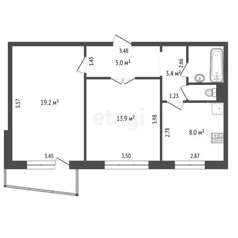 2-комнатная квартира: Вологда, Ярославская улица, 23 (53.7 м) - Фото 0