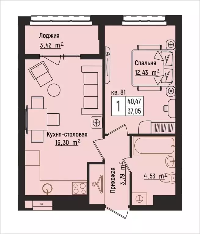 1-комнатная квартира: Нижний Новгород, Литературная улица, 5 (40.47 м) - Фото 1