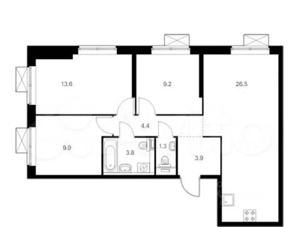 3-к кв. Москва Новохохловская ул., 15к3 (72.0 м) - Фото 1