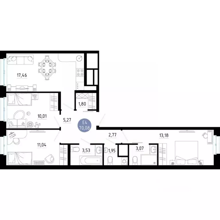 3-к кв. Рязанская область, Рязань 9-10-й кв-л,  (70.08 м) - Фото 0