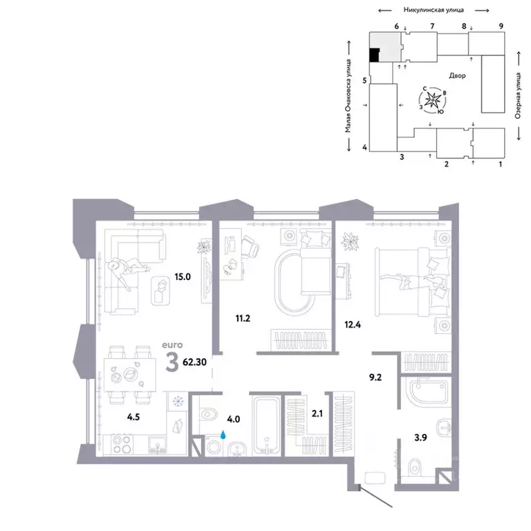 3-к кв. Москва Озерная ул., 42С7 (62.3 м) - Фото 0