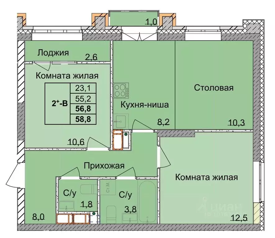 2-к кв. Нижегородская область, Нижний Новгород 1-я Оранжерейная ул., ... - Фото 1