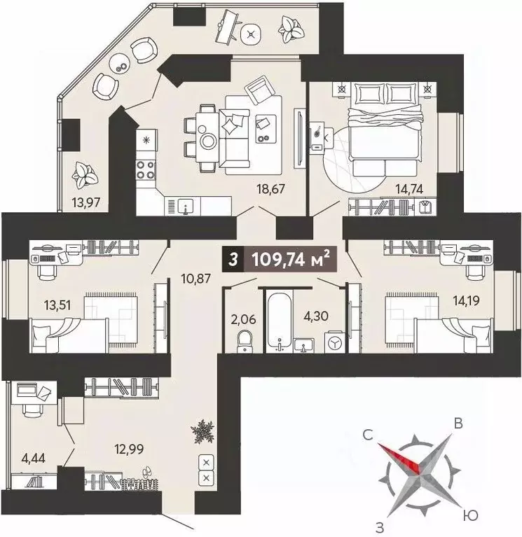 3-к кв. Пензенская область, Пенза ул. 8 Марта, 31к5 (100.54 м) - Фото 0