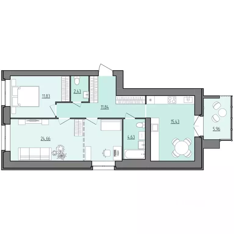 2-к кв. Ярославская область, Рыбинск Февральская ул. (73.8 м) - Фото 1