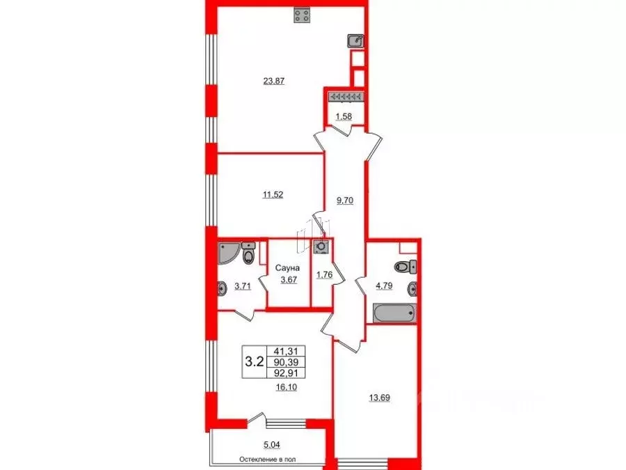 3-к кв. Санкт-Петербург Кубинская ул., 76к1 (89.0 м) - Фото 1