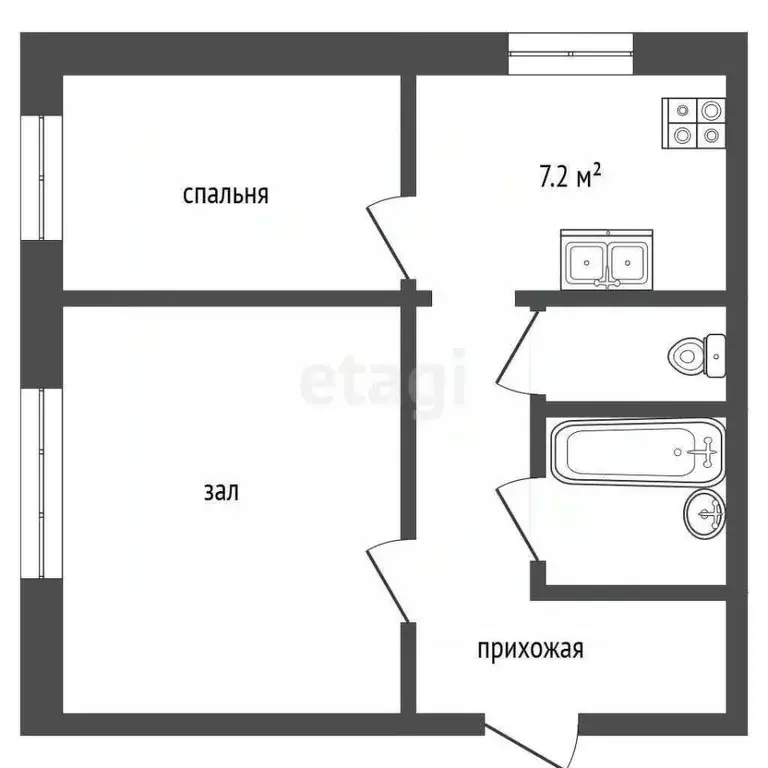 2-к кв. Тамбовская область, Тамбов Пушкарская ул., 37 (45.2 м) - Фото 1