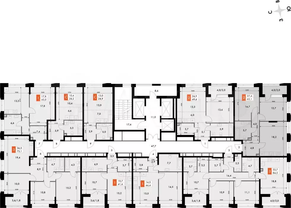 2-к. квартира, 62,1 м, 12/16 эт. - Фото 1