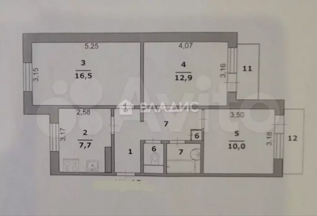 3-к. квартира, 59,1 м, 4/9 эт. - Фото 0