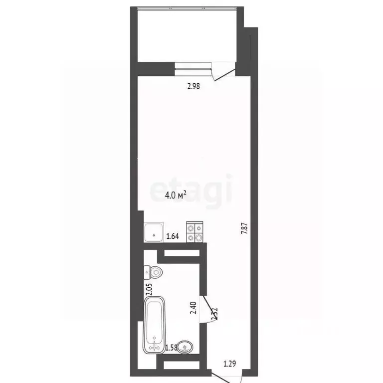 Студия Тюменская область, Тюмень ул. Мельникайте, 2к12 (22.0 м) - Фото 1