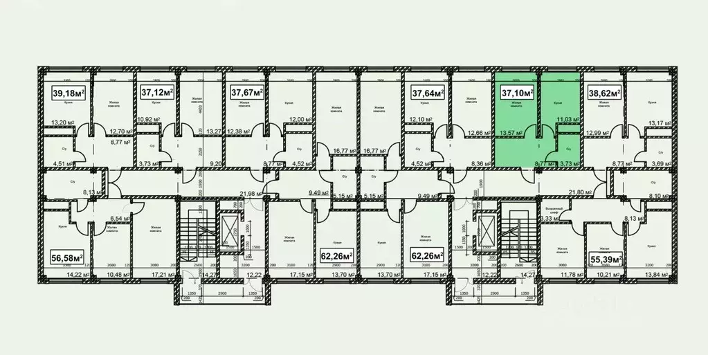 1-к кв. Ставропольский край, Ессентуки ул. Благодатная, 22к2 (37.1 м) - Фото 2