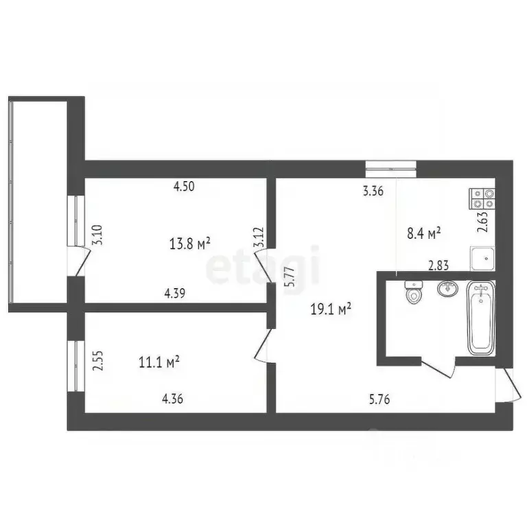 3-к кв. Челябинская область, Челябинск ул. Куйбышева, 84 (81.7 м) - Фото 1
