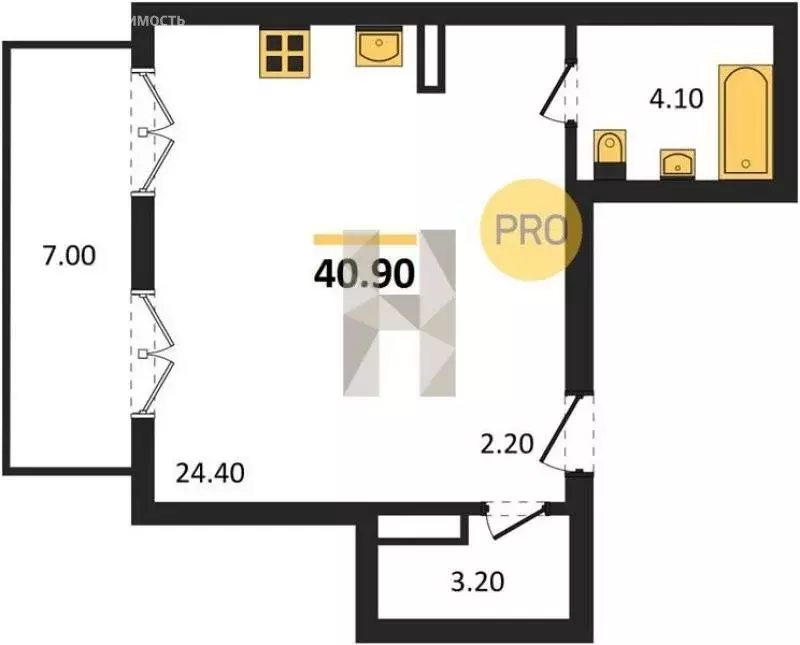 Квартира-студия: Зеленоградск, ЖК Грани (40.9 м) - Фото 0