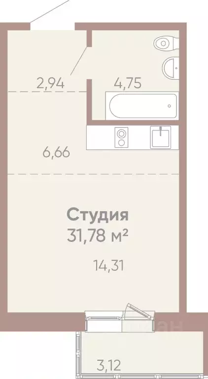 1-к кв. Иркутская область, Иркутск Советская ул., 109/3 (31.78 м) - Фото 0