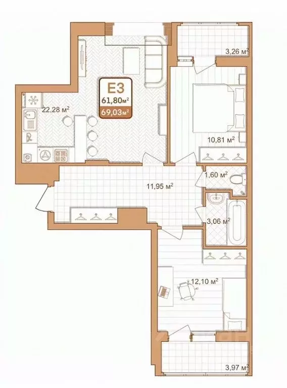 2-к кв. Тульская область, Тула проезд 2-й Клинской, 8 (57.4 м) - Фото 0