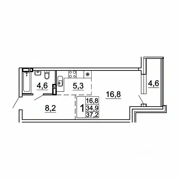 1-к кв. Приморский край, Владивосток Лесная ул., 1В/1 (37.2 м) - Фото 1