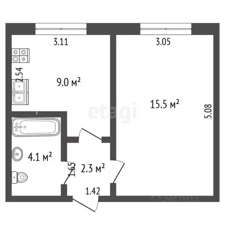 2-к кв. Ямало-Ненецкий АО, Новый Уренгой ул. Геологоразведчиков, 2 ... - Фото 2