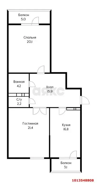 2-комнатная квартира: Краснодар, Уральская улица, 100 (88.7 м) - Фото 0