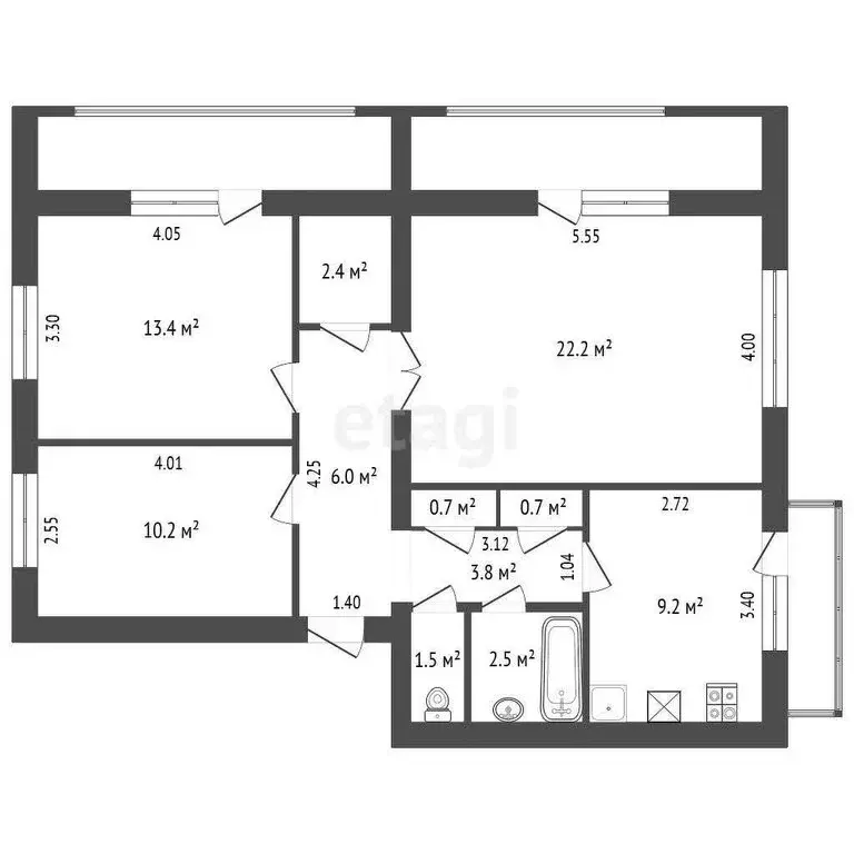 3-комнатная квартира: Прохладный, улица Емельяненко, 34/9 (72.6 м) - Фото 1