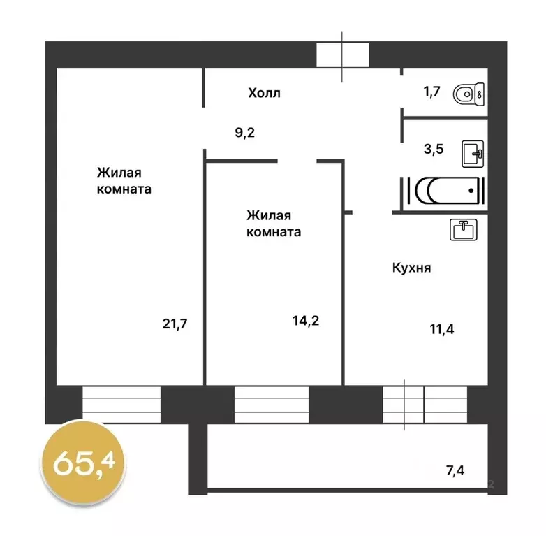2-к кв. Амурская область, Благовещенск Игнатьевское ш., 10/2 (65.8 м) - Фото 1