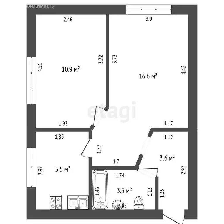 2-комнатная квартира: Стерлитамак, микрорайон Шахтау, улица Розы ... - Фото 1
